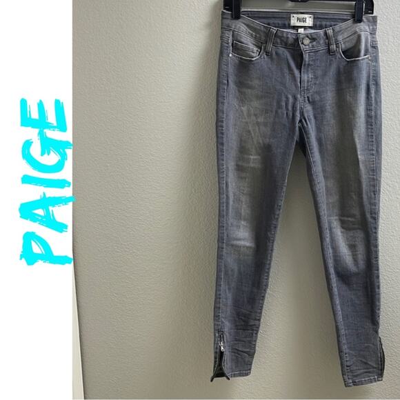 PAIGE Verdugo Ankle Side Zip Super Skinny Jeans Gray size 28 - Picture 1 of 14